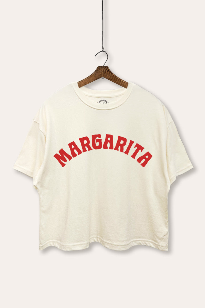 "margarita" boxy graphic crop top
