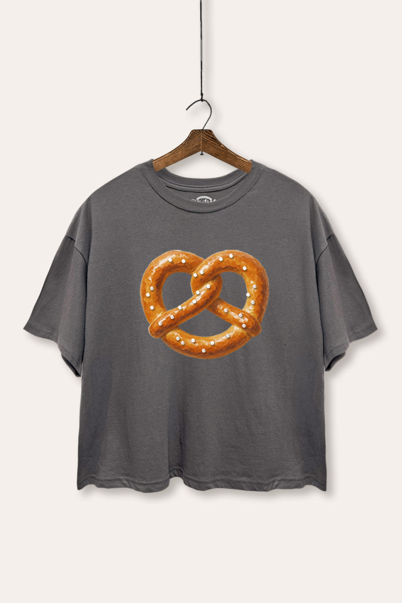 pretzel graphic boxy crop top