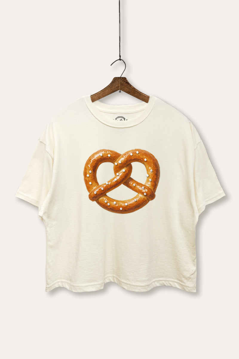 pretzel graphic boxy crop top