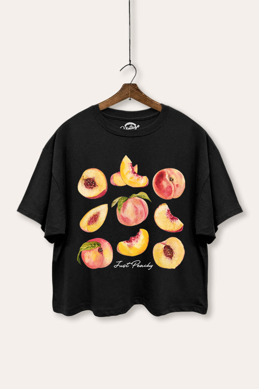 Just Peachy Fruit Graphic Boxy Crop Top