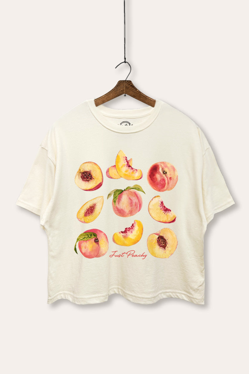 just peachy boxy graphic crop top