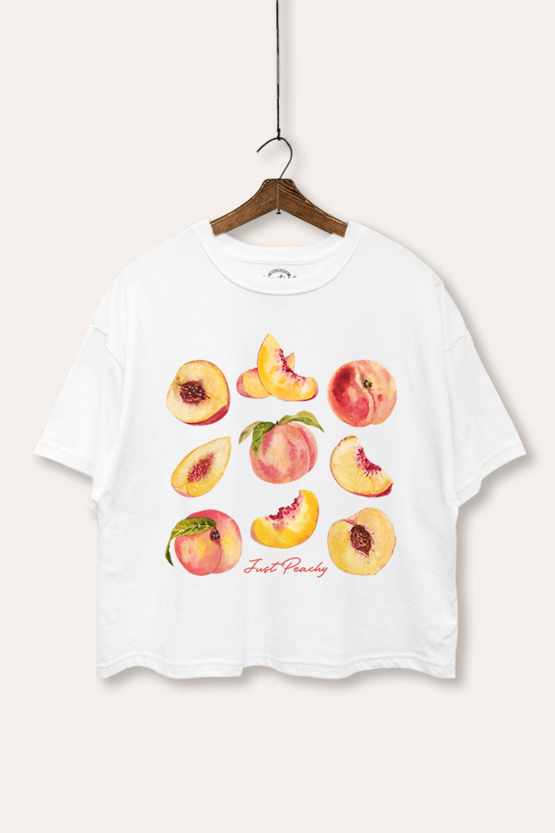 just peachy boxy graphic crop top