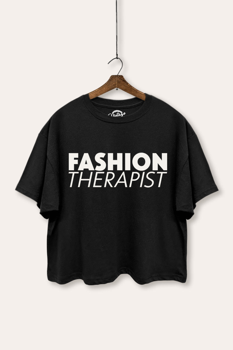 "fashion therapist" boxy graphic crop top
