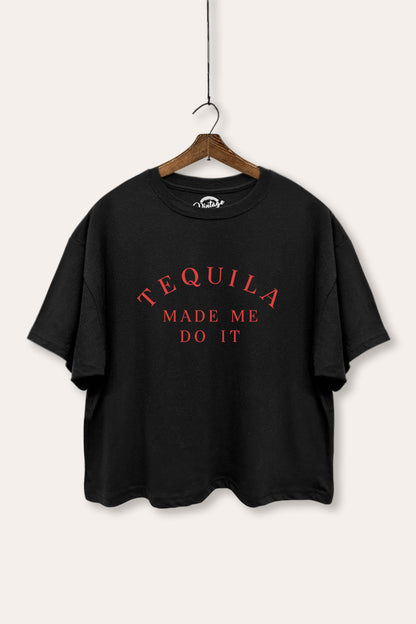 Tequila Made Me Do It Graphic Boxy Crop Top