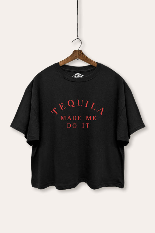 Tequila Made Me Do It Graphic Boxy Crop Top