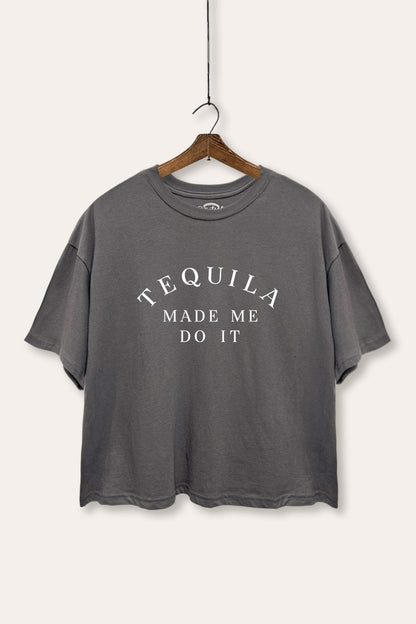 Tequila Made Me Do It Graphic Boxy Crop Top