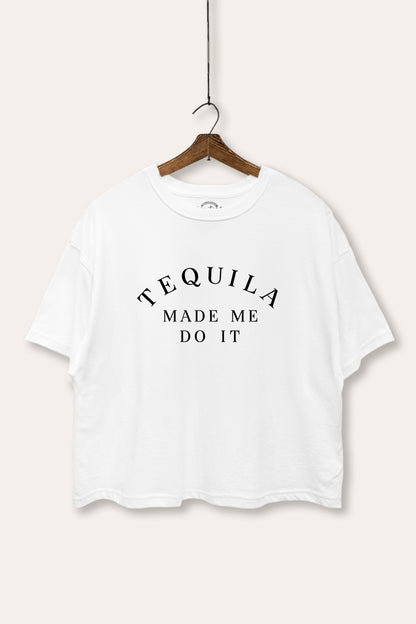 Tequila Made Me Do It Graphic Boxy Crop Top