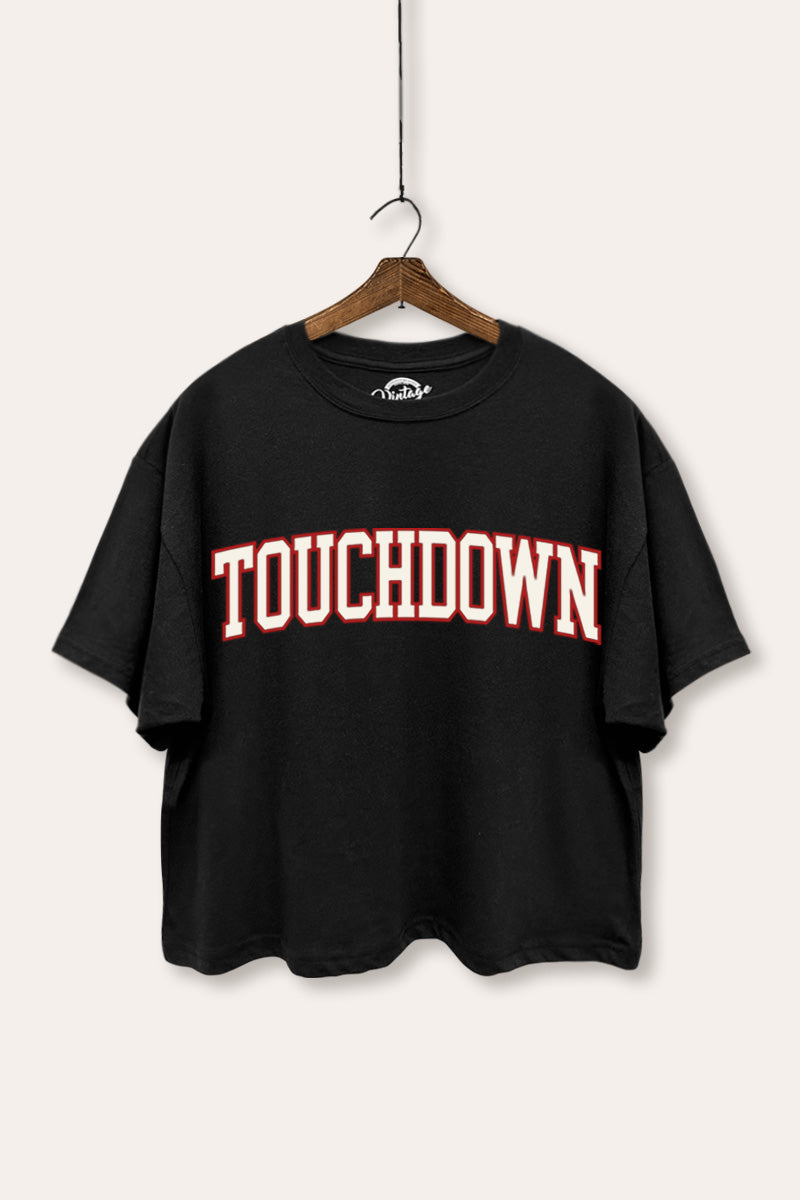 "touchdown" collegiate graphic boxy crop top