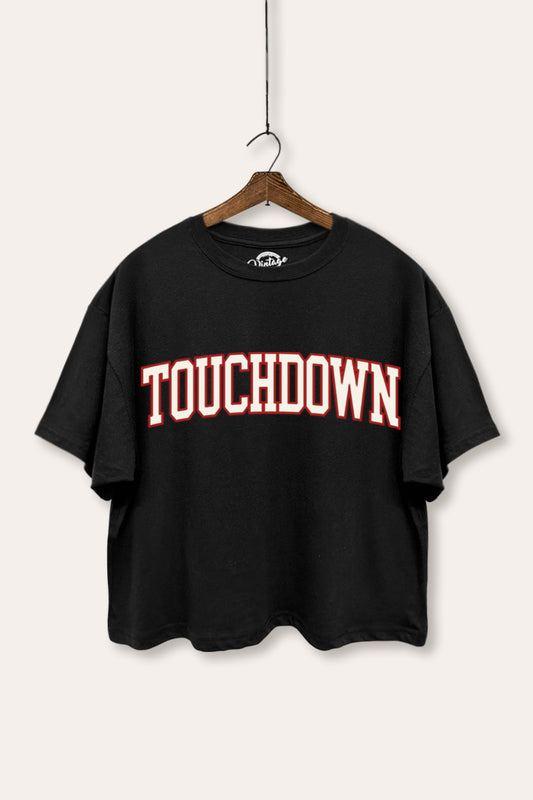 "touchdown" collegiate graphic boxy crop top