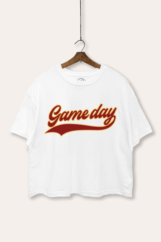 "game day" varsity graphic boxy crop top