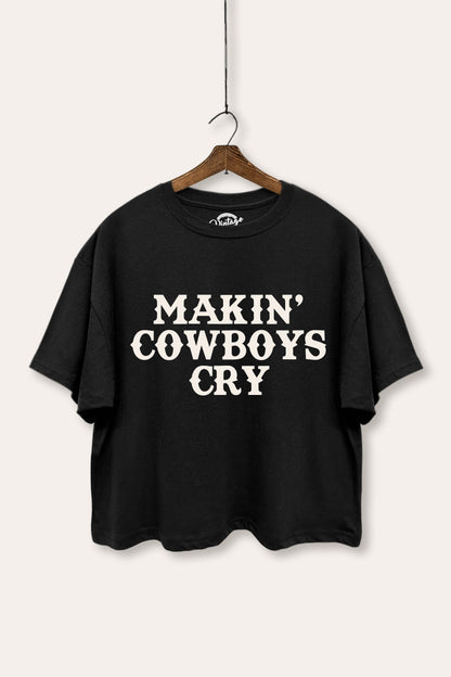 Makin' Cowboys Cry Western Graphic Boxy Crop Top