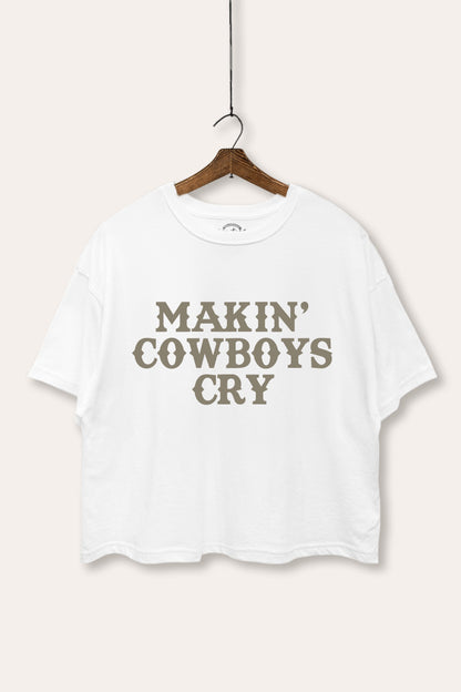 Makin' Cowboys Cry Western Graphic Boxy Crop Top