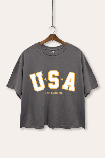 USA Los Angeles Graphic Boxy Crop Top
