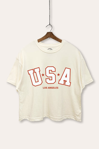 USA Los Angeles Graphic Boxy Crop Top
