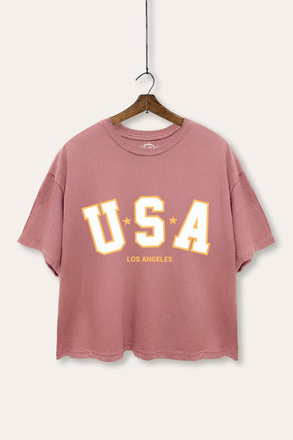 USA Los Angeles Graphic Boxy Crop Top