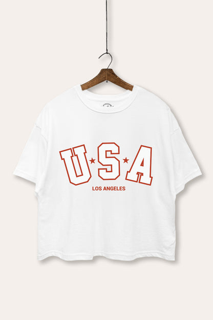 USA Los Angeles Graphic Boxy Crop Top