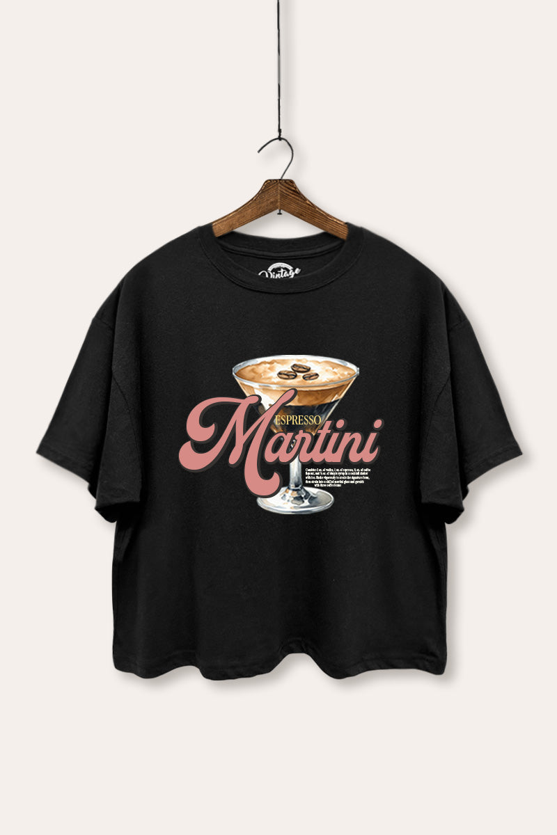 espresso martini graphic boxy crop top