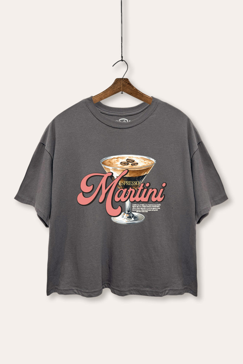 espresso martini graphic boxy crop top