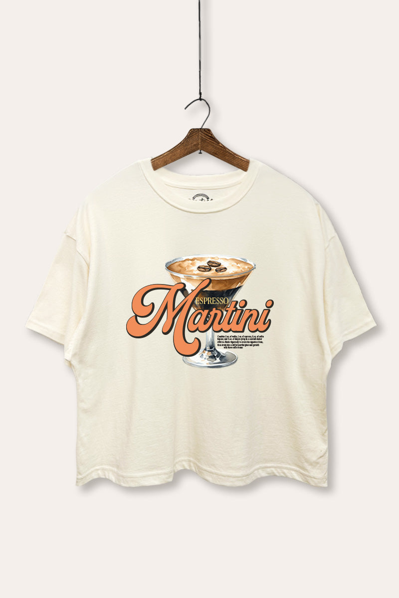 espresso martini graphic boxy crop top