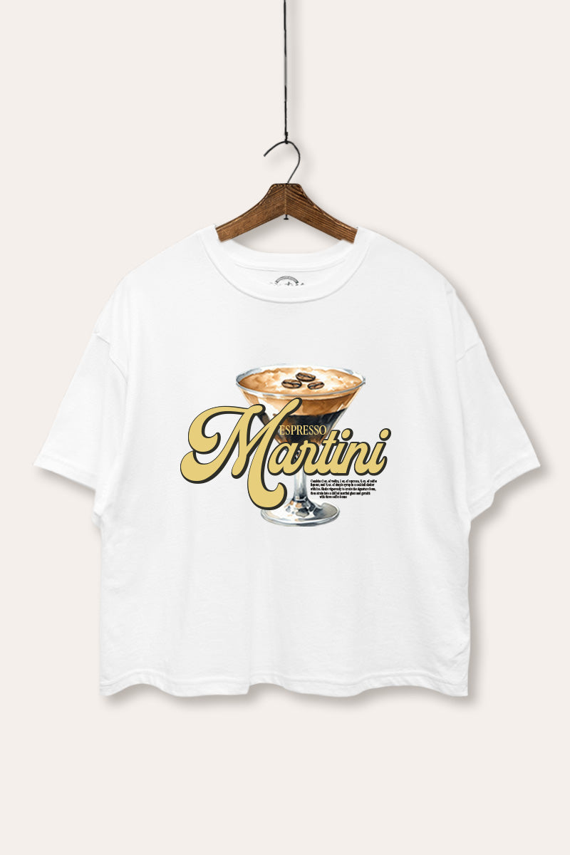 espresso martini graphic boxy crop top