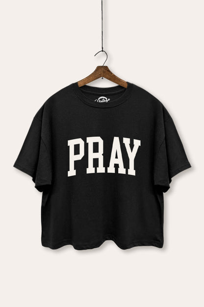 Pray Lettering Graphic Boxy Crop Top