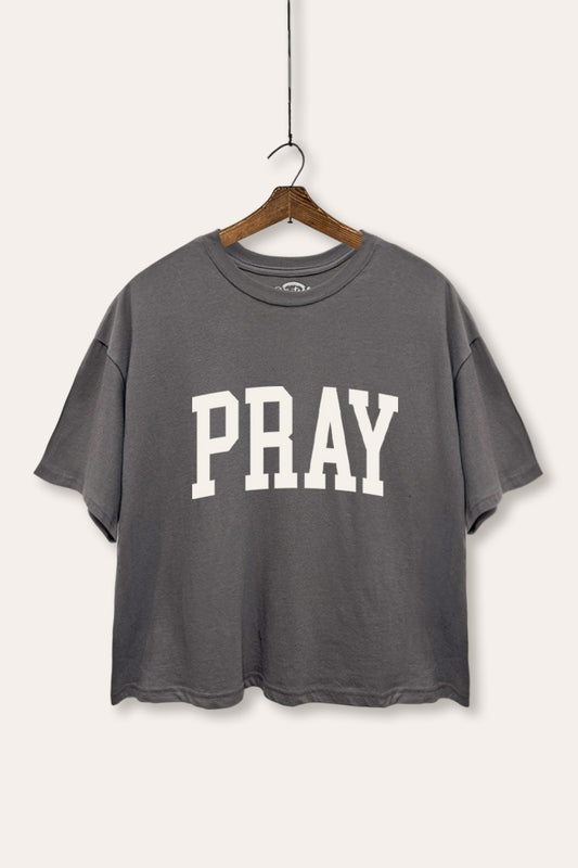 Pray Lettering Graphic Boxy Crop Top