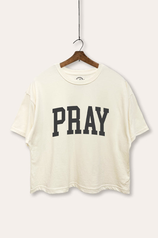 Pray Lettering Graphic Boxy Crop Top