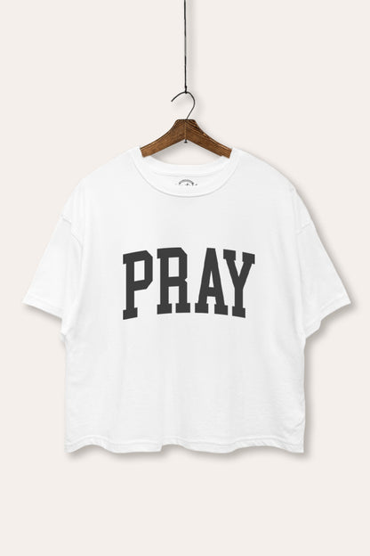 Pray Lettering Graphic Boxy Crop Top
