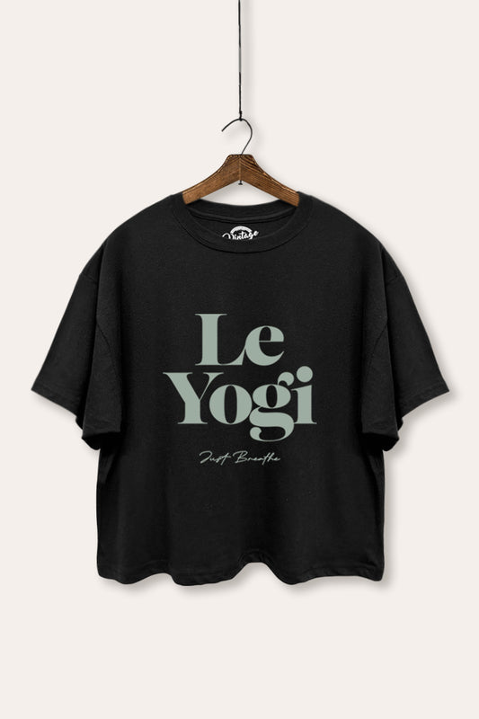 Le Yogi "Just Breathe" Graphic Boxy Crop Top
