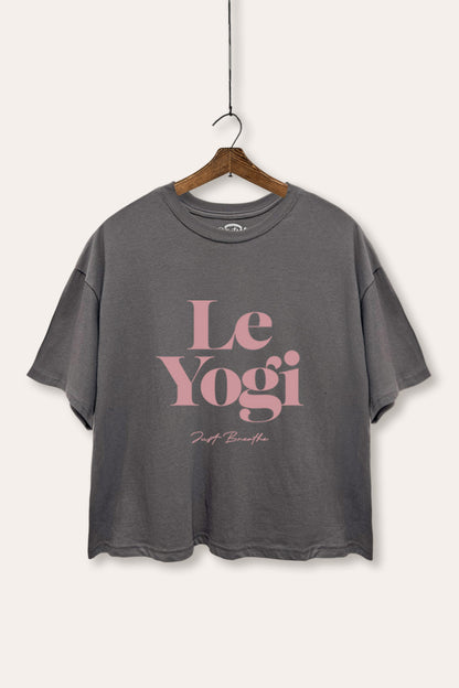 Le Yogi "Just Breathe" Graphic Boxy Crop Top