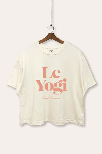 Le Yogi "Just Breathe" Graphic Boxy Crop Top