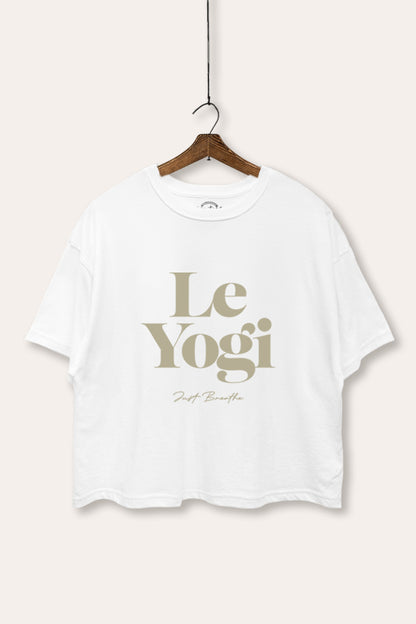 Le Yogi "Just Breathe" Graphic Boxy Crop Top