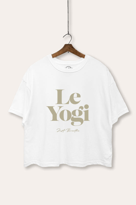 Le Yogi "Just Breathe" Graphic Boxy Crop Top