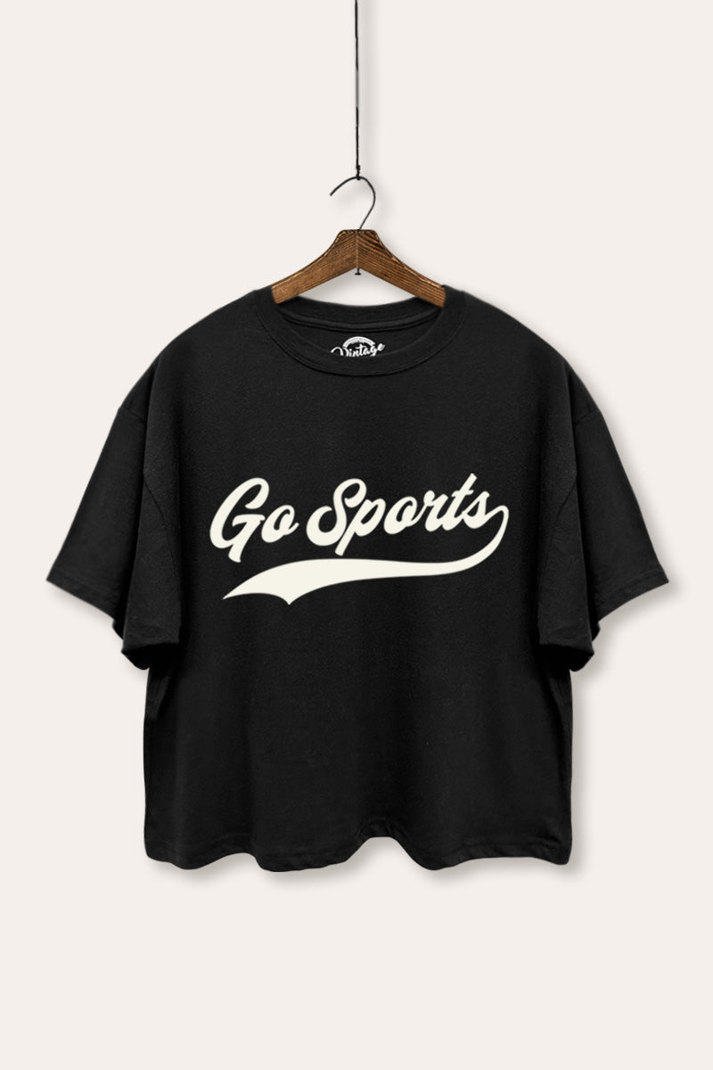 Go Sports Varsity Typography Boxy Crop Top