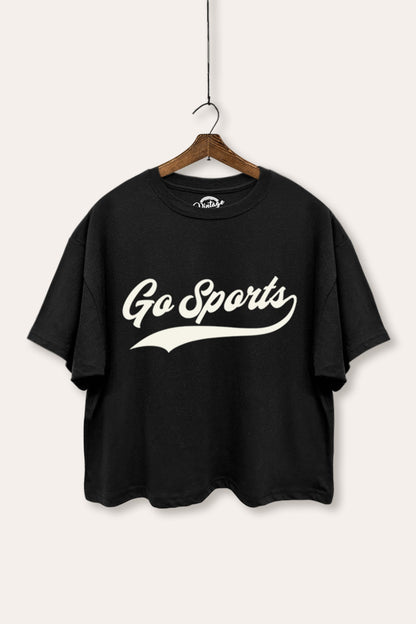 Go Sports Varsity Typography Boxy Crop Top