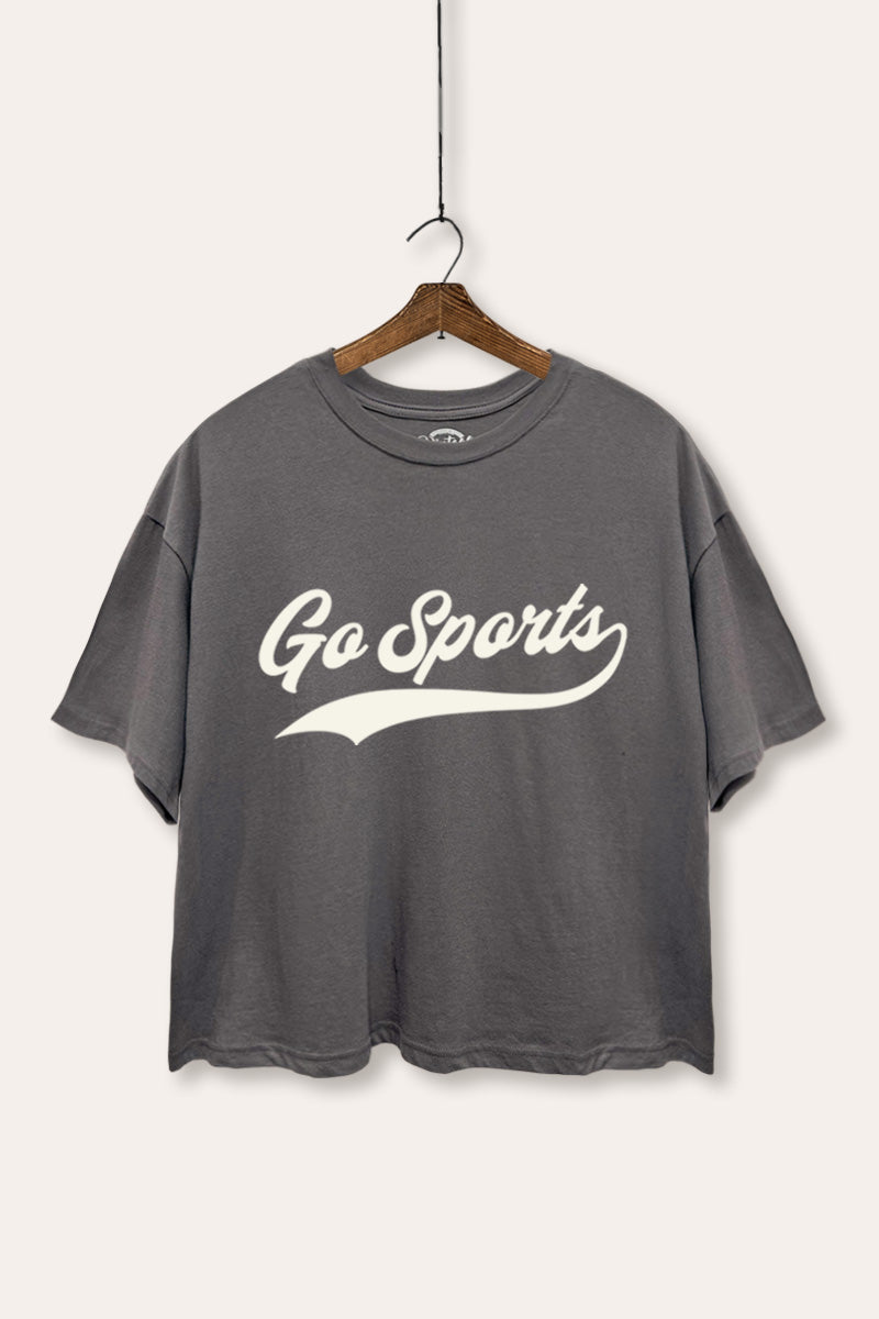 Go Sports Varsity Typography Boxy Crop Top