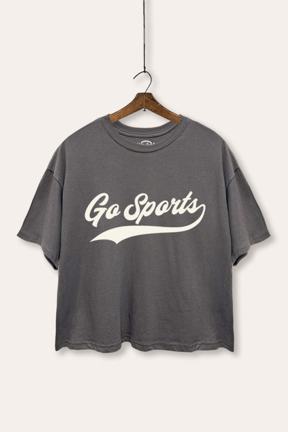 Go Sports Varsity Typography Boxy Crop Top