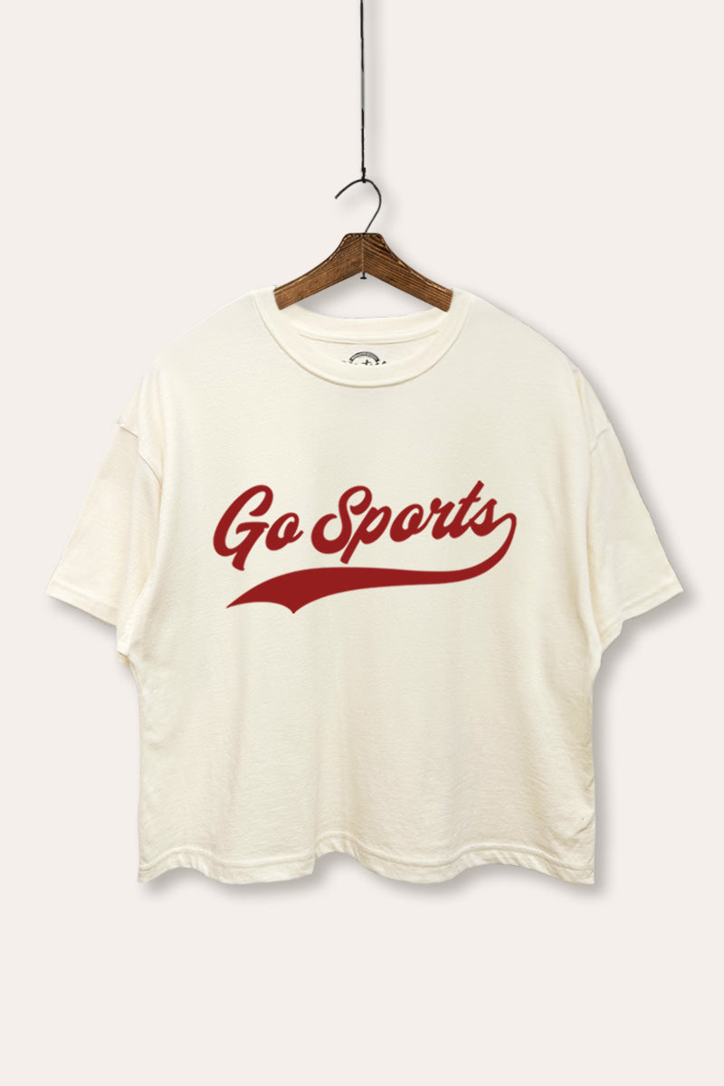 Go Sports Varsity Typography Boxy Crop Top