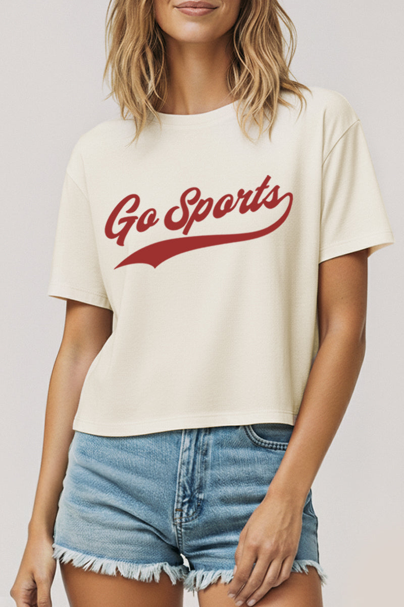 Go Sports Varsity Typography Boxy Crop Top