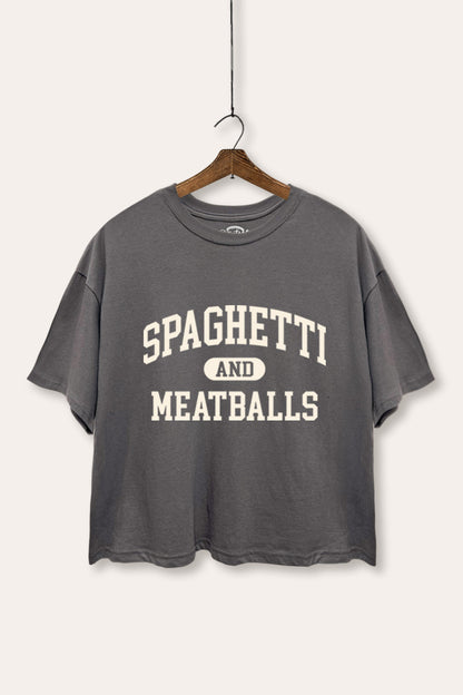 spaghetti & meatballs graphic boxy crop top