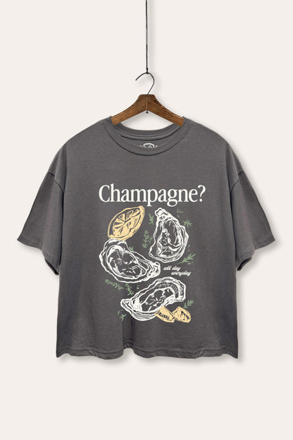 "champagne" oyster graphic boxy crop top