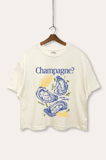 "champagne" oyster graphic boxy crop top