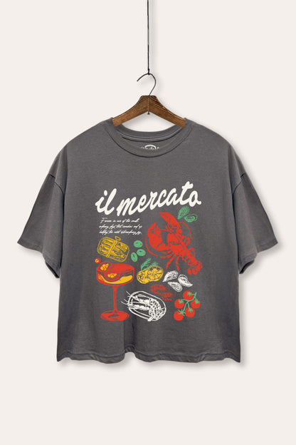 The Market Lobster Coastal Graphic Boxy Crop Top