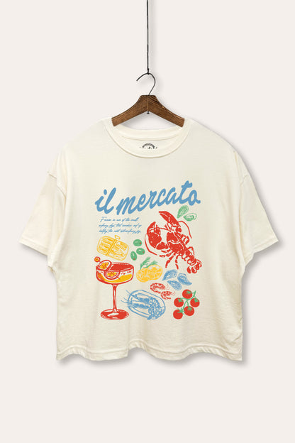 The Market Lobster Coastal Graphic Boxy Crop Top