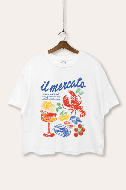 The Market Lobster Coastal Graphic Boxy Crop Top