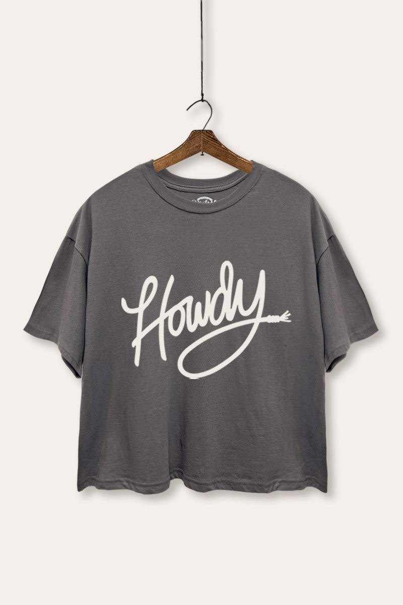 "howdy" graphic boxy crop top