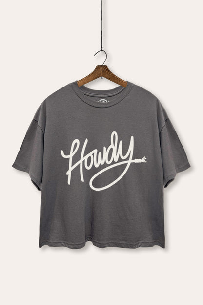 "howdy" graphic boxy crop top