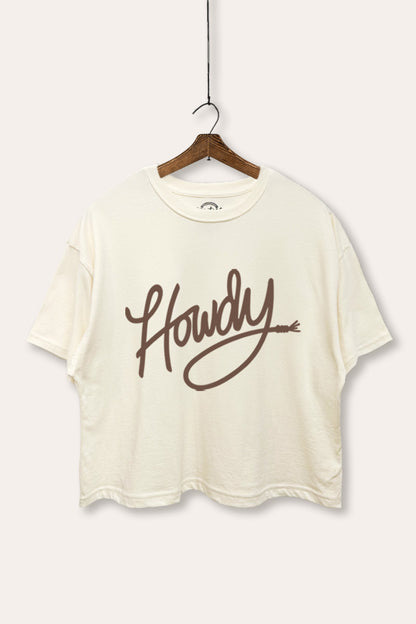 "howdy" graphic boxy crop top