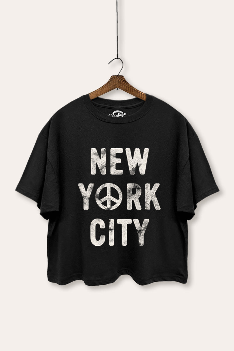 "new york city" graphic boxy crop top