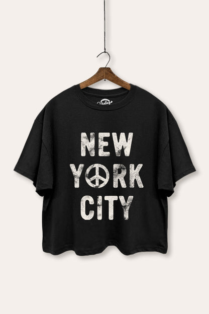 "new york city" graphic boxy crop top